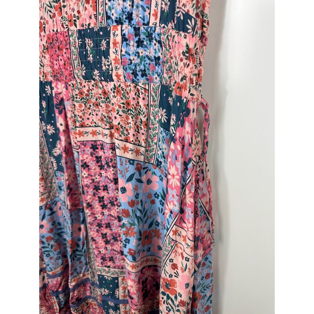 Matilda Jane Wildlife Maxi Dress Pink Teal Floral Boho Patchwork Women's Size XL - Picture 8 of 16